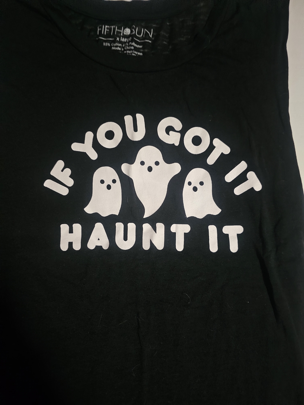 🩷 Fifth Sun Black Tank with White Ghost Graphic - "If You Got It Haunt It" - Picture 2 of 3